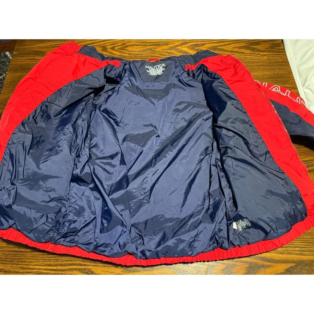 Kids Nautica Red‎ Navy Blue Windbreaker Jacket Size M 10 12 Zip Up Logo